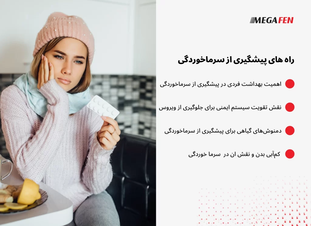 راهنمای جامع پیشگیری از سرماخوردگی با تمرکز بر بهداشت فردی، تغذیه، مکملها و دمنوشهای گیاهی.